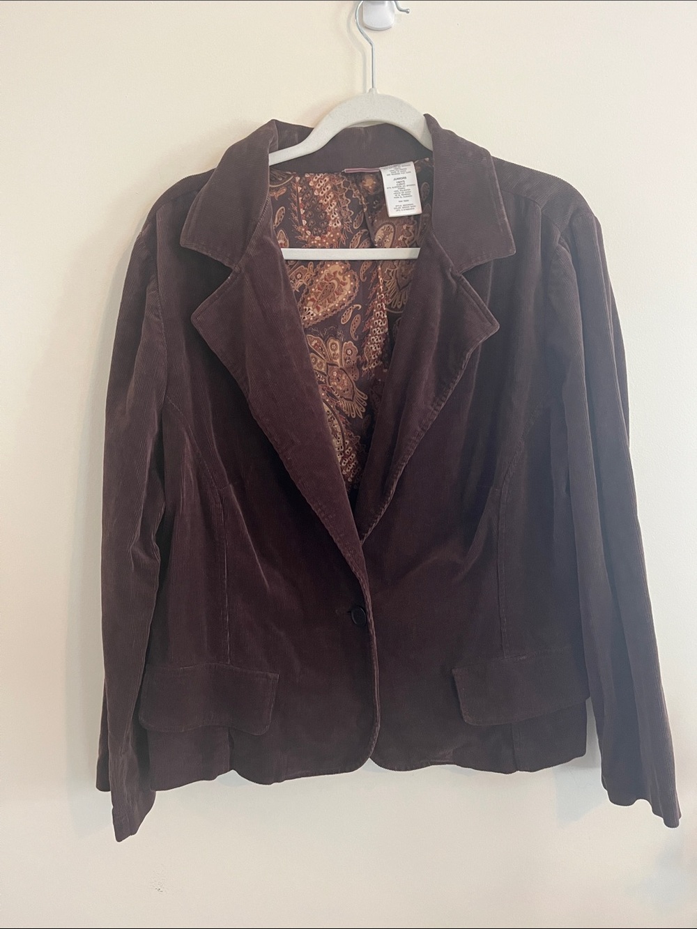 Vintage No Boundaries Brown Corduroy Jacket Blazer Gilmore Girls Paisley Classic